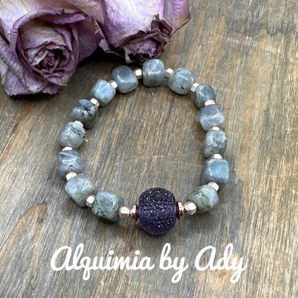 Chunky 20mm Handmade labradorite beaded bracelet/fall vibes - Picture 1 of 4